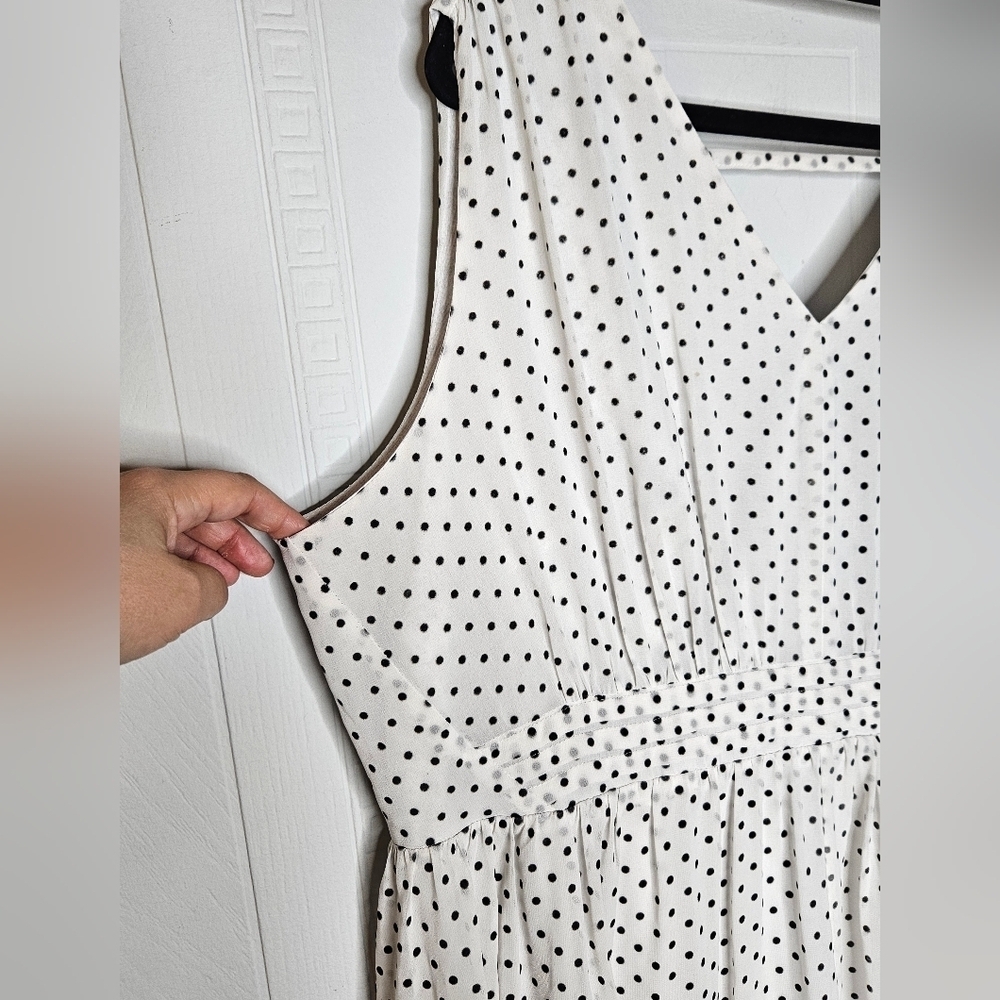 Lane Bryant White Polka Dot Dress Knee Length Sleeveless V Neck Empire Waist 20 - Picture 3 of 15